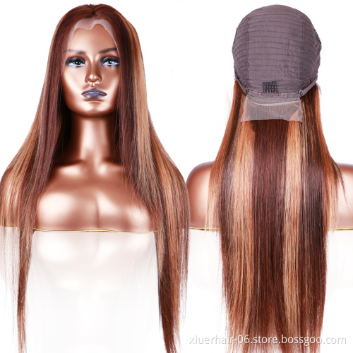 Soft Beauty Ombre Brazilian Long Blonde hd Full Virgin Cuticle Aligned for Black Women Human Hair Wigs Lace Front